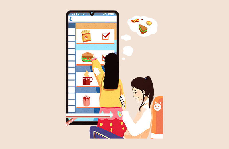 千庫網_寒假生活手機點外賣的女孩_元素編號12582158.jpg